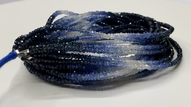 Beadsofcambay 3-3.5mm Shaded Blue Sapphire Faceted Rondelles 