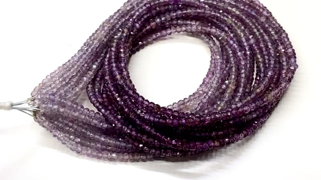 Beadsofcambay 3mm Ombré Lavender Sapphire Faceted Rondelles 16 inch 193 Beads