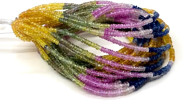 Beadsofcambay 2.5-3.5mm Multi Color Sapphire Faceted Rondelle Beads 15 inch 268 pieces View 1