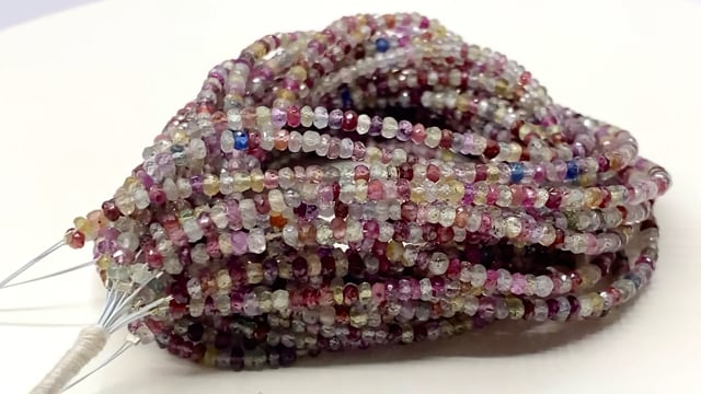 Beadsofcambay 3mm Multi Color Sapphire Faceted Rondelle Beads 16 inch 200 pieces View 1