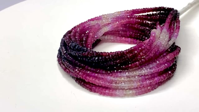 Beadsofcambay 3-3.5mm Shaded Ruby and Sapphire Faceted Rondelle Beads 15 inch 221 pieces