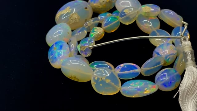 Beadsofcambay Ethiopian Opal Straight Drill Plain Nuggets 19 inch 36 beads AA