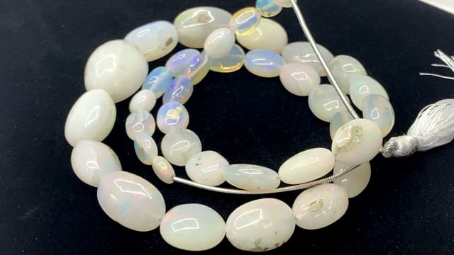 BeadsofCambay 7x6-20x16mm Ethiopian Opal Straight Drill Plain Nuggets 19 inch 38 beads A