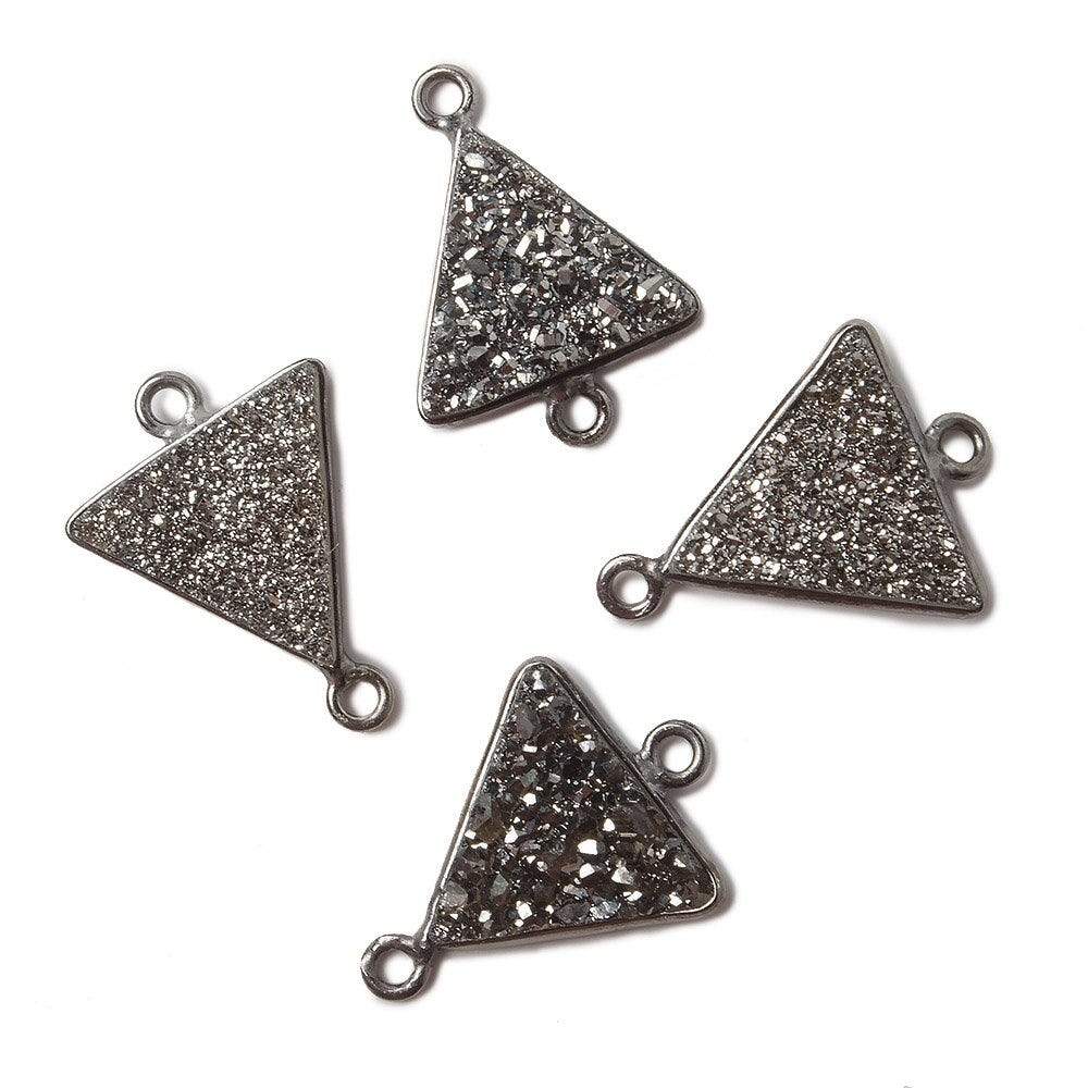 12.5mm Black Gold Bezel Metallic Platinum Drusy Triangle Connector 1 piece - Beadsofcambay.com