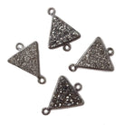 12.5mm Black Gold Bezel Metallic Platinum Drusy Triangle Connector 1 piece - Beadsofcambay.com