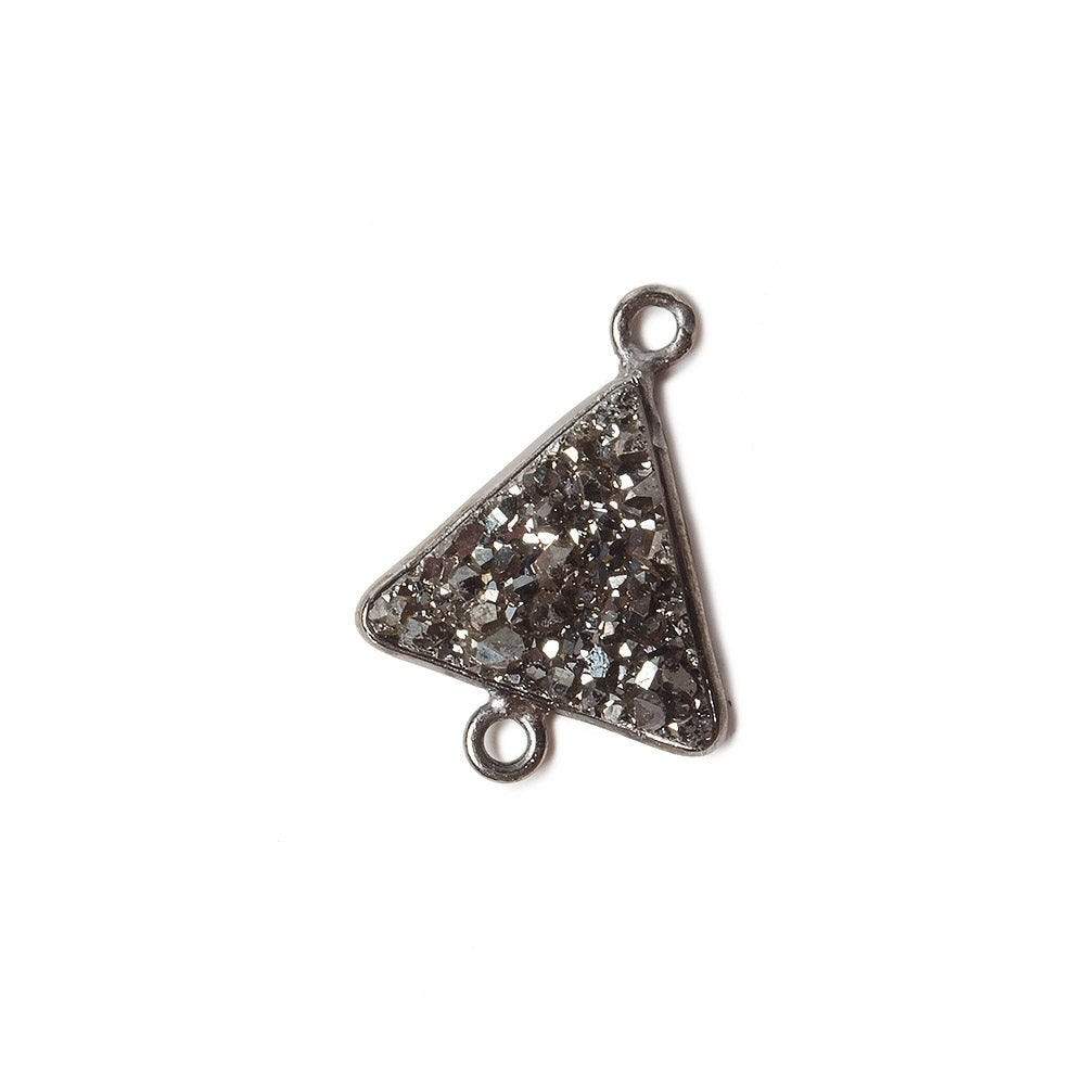 12.5mm Black Gold Bezel Metallic Platinum Drusy Triangle Connector 1 piece - Beadsofcambay.com