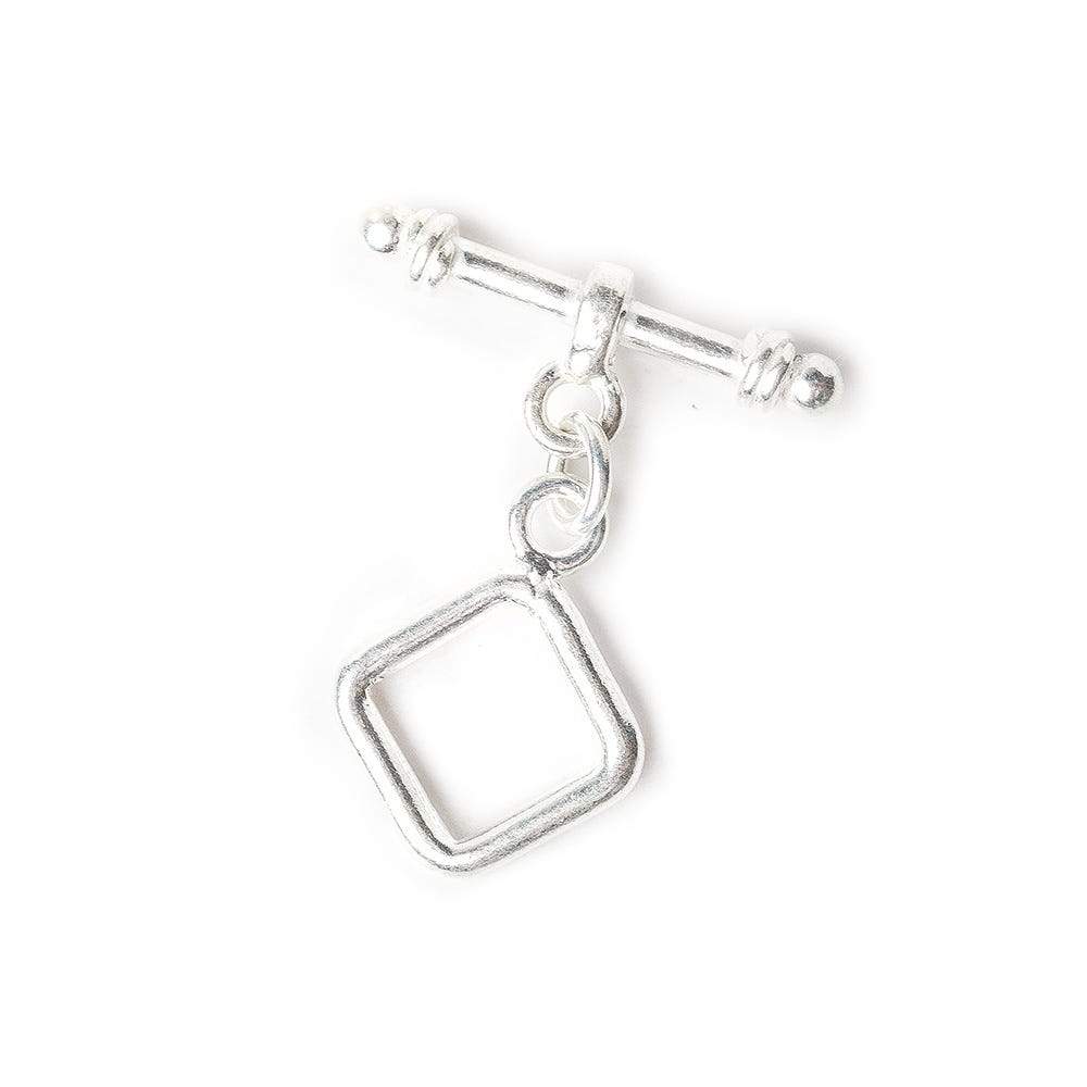 12.5mm Sterling Silver Plain Square Toggle 1 finding - Beadsofcambay.com