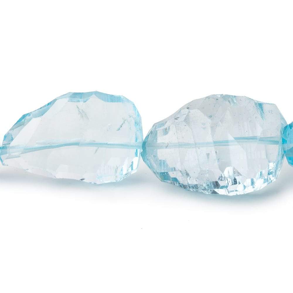 12.5x11-24x18mm Sky Blue Topaz Concave Faceted Nuggets 8 inch 11pcs - Beadsofcambay.com