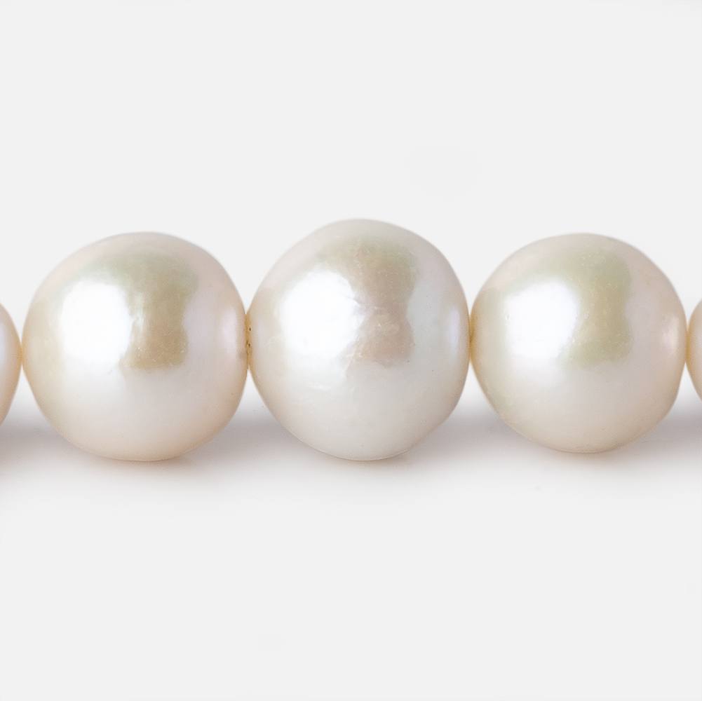 12.5x12.5-15.5x14.5mm White Near Round Freshwater Pearl 16.5 inch 32 pieces A - Beadsofcambay.com