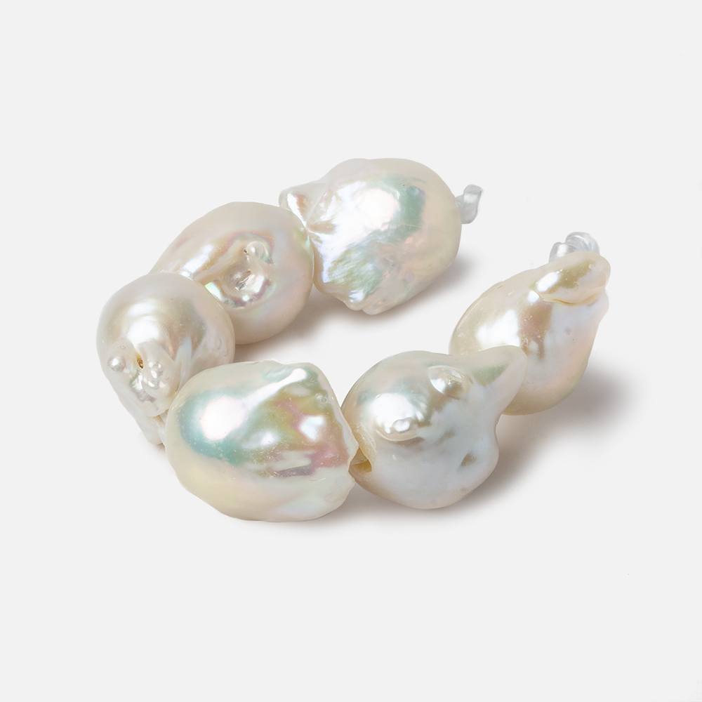 12.5x17.5-13.5x19mm White Ultra Baroque 2.5mm Large Hole Freshwater Pearls 4 inch 6 pieces A - Beadsofcambay.com