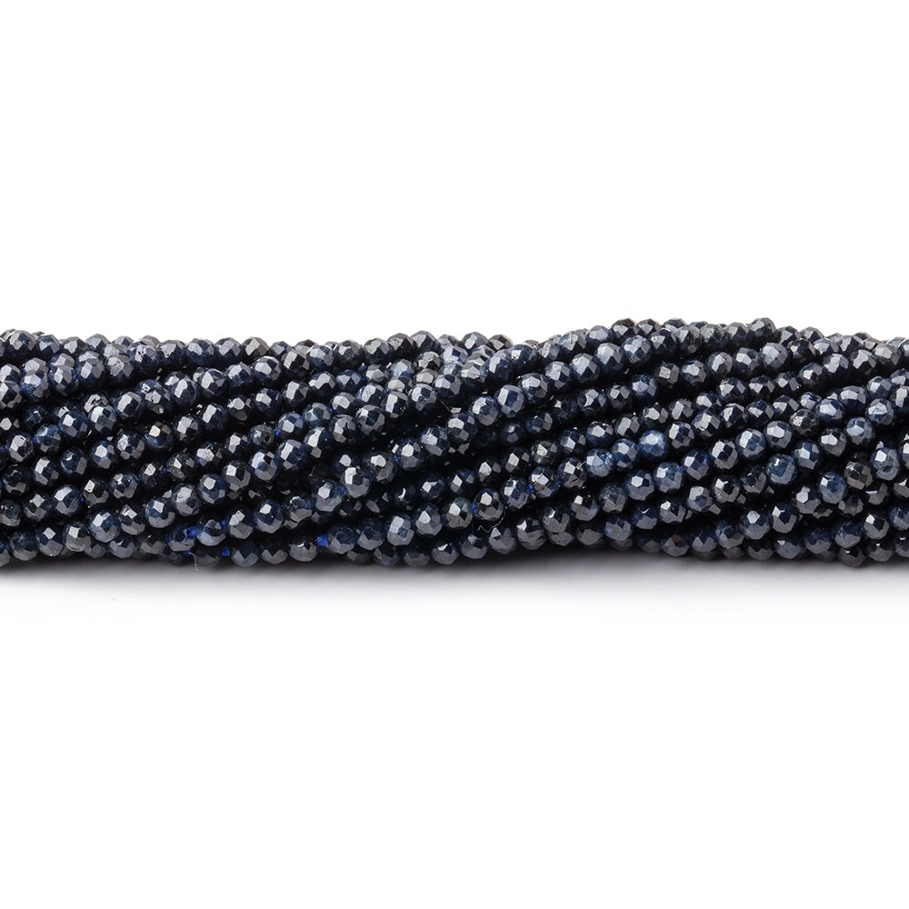 2mm Blue Sapphire micro faceted rounds 13 inch 200 beads View 1