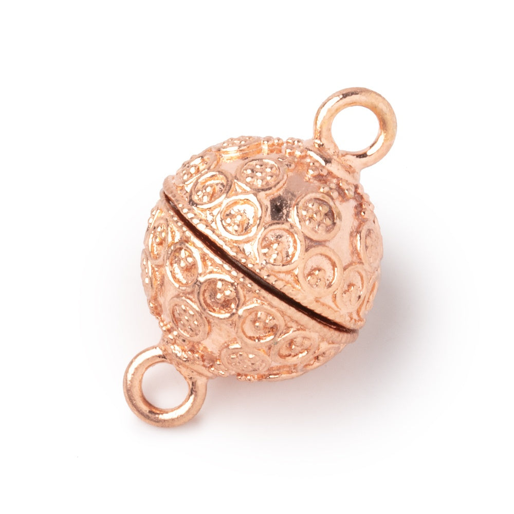 16mm Rose Gold plated Miligrain Circular Design Magnetic Clasp 1 piece - BeadsofCambay.com