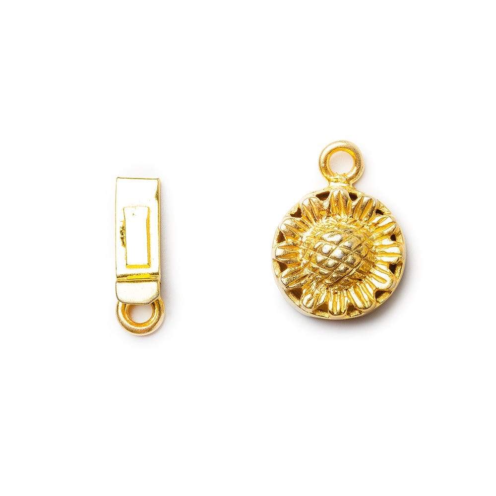 12mm 22kt Gold plated Box Clasp Sunflower Design 1 piece - Beadsofcambay.com