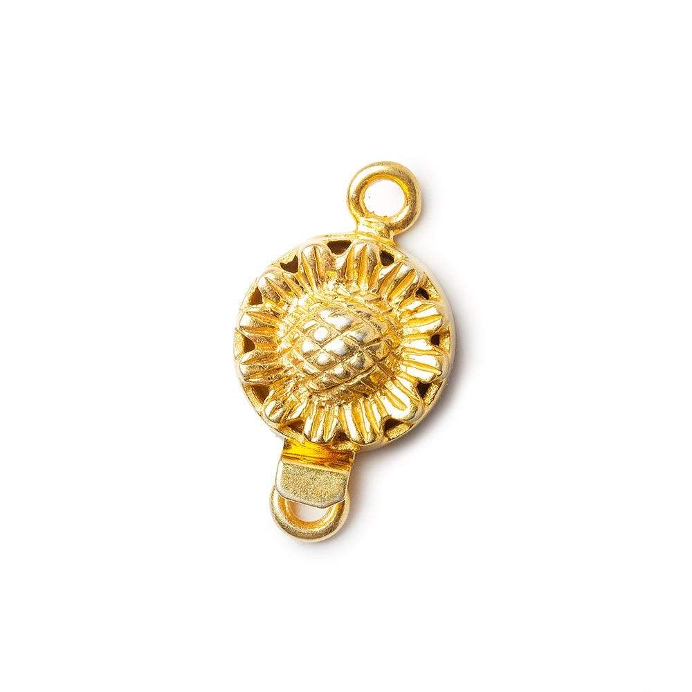 12mm 22kt Gold plated Box Clasp Sunflower Design 1 piece - Beadsofcambay.com