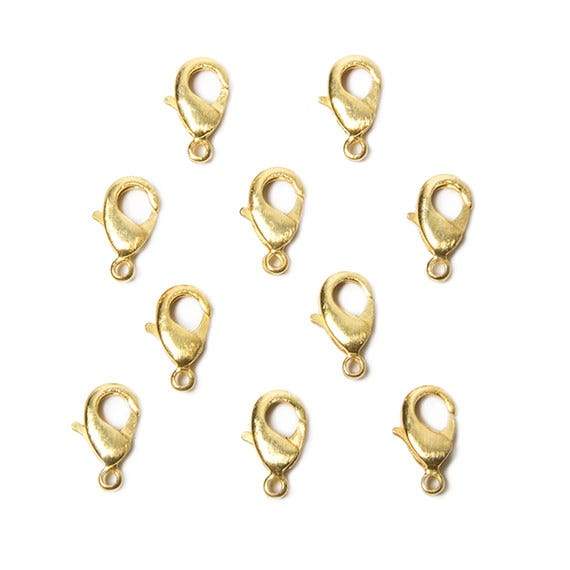 12mm 22kt Gold plated Brushed Lobster Clasp Set of 10 - Beadsofcambay.com
