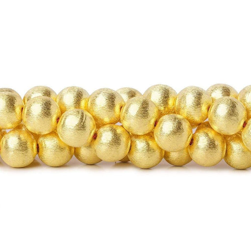 12mm 22kt Gold Plated Copper Bead Round Brushed 8 inch 18 pcs - Beadsofcambay.com