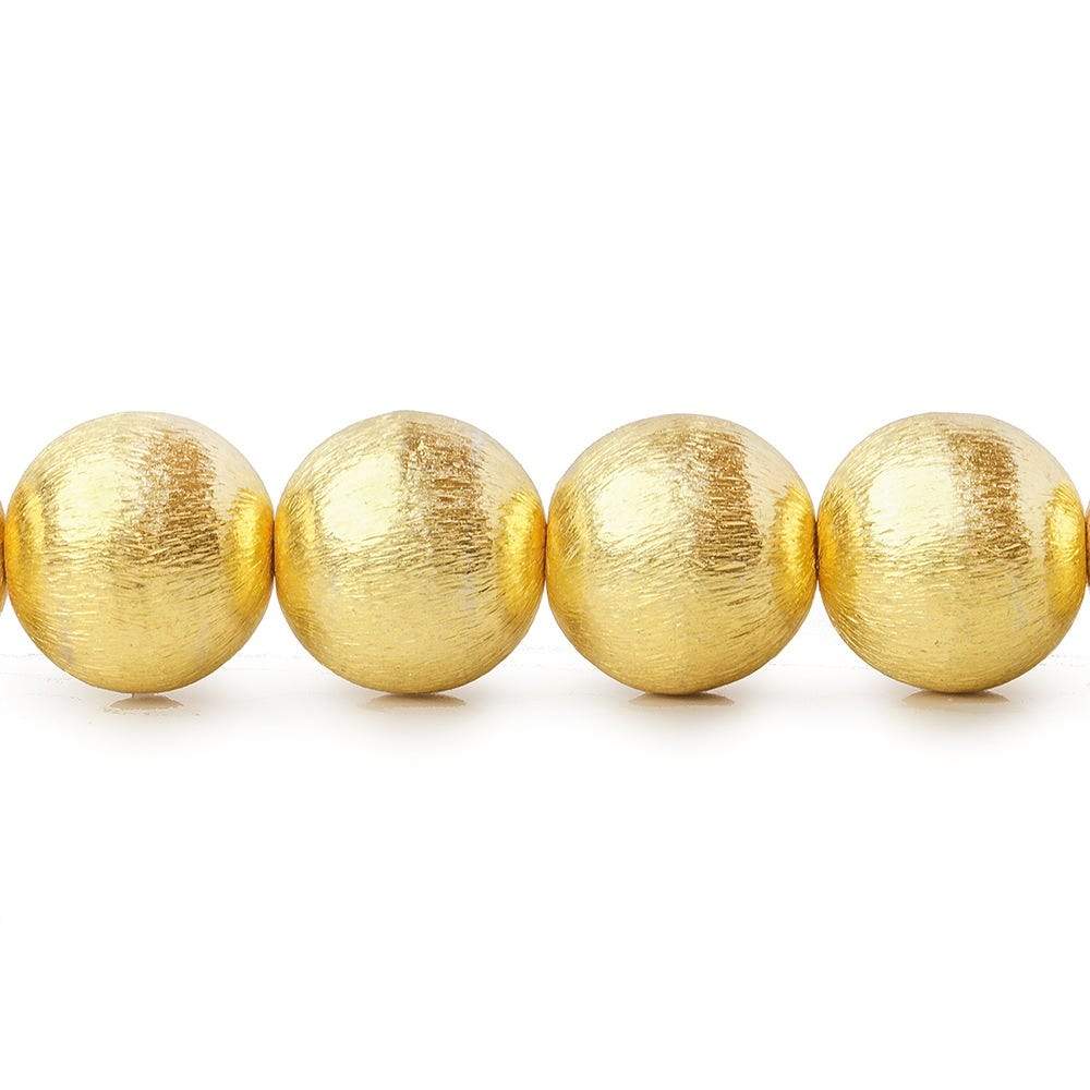 12mm 22kt Gold Plated Copper Bead Round Brushed 8 inch 18 pcs - Beadsofcambay.com