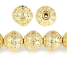 12mm 22kt Gold Plated Copper Moroccan Miligrain Design Round *DISCONTINUED* - Beadsofcambay.com