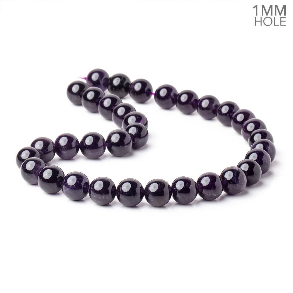 12mm Amethyst Plain Round Beads 15 inch 32 pieces AAA 1mm Hole - Beadsofcambay.com