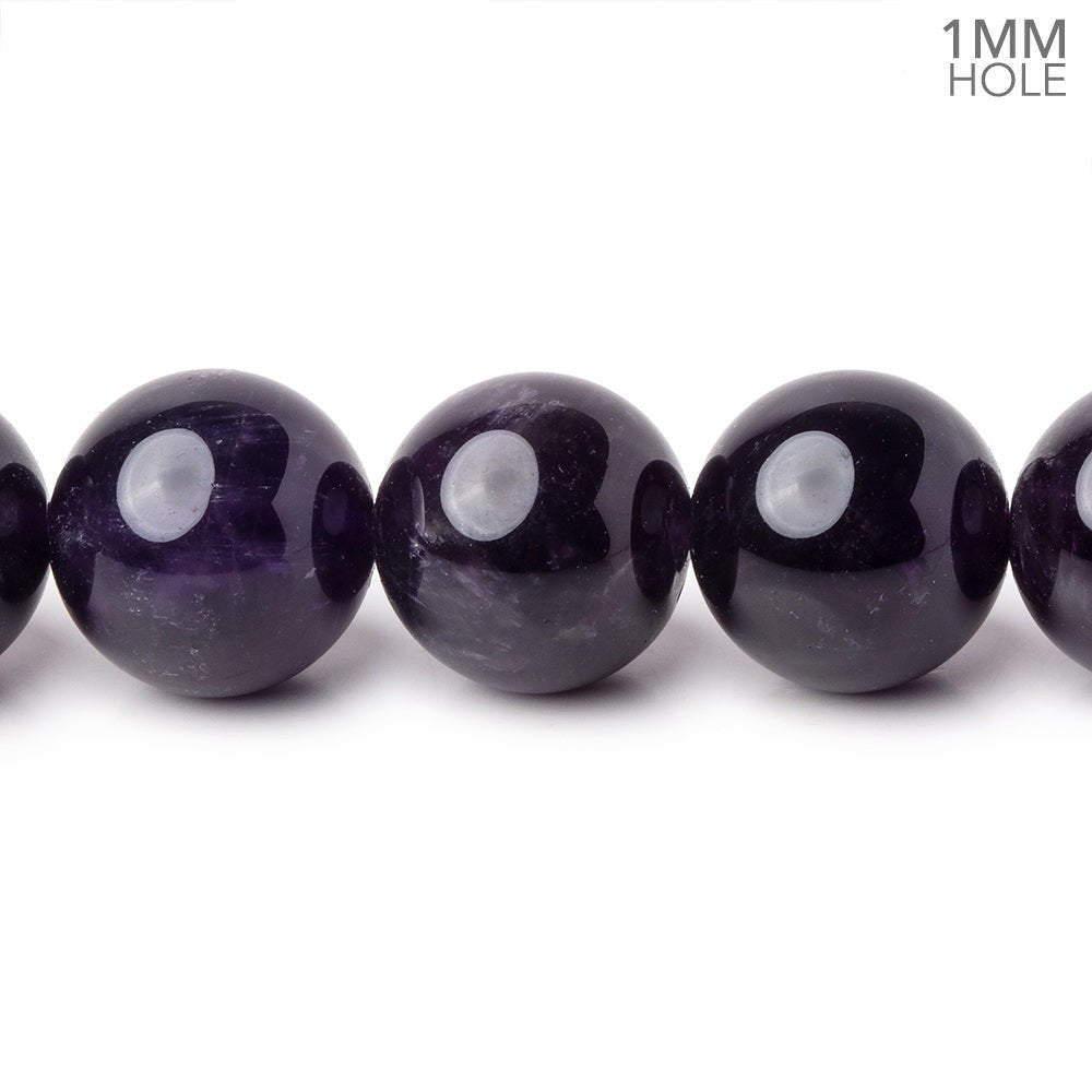 12mm Amethyst Plain Round Beads 15 inch 32 pieces AAA 1mm Hole - Beadsofcambay.com