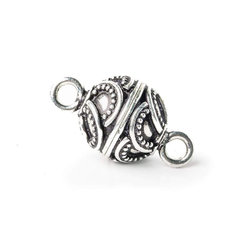 12mm Antiqued Sterling Silver Magnetic Clasp Swirl Design 1 piece - Beadsofcambay.com