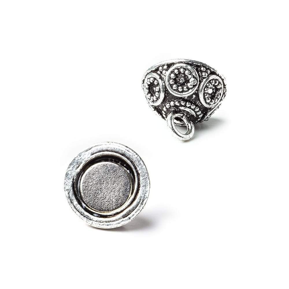 12mm Antiqued Sterling Silver Miligrain Circles Magnetic Ball Clasp 1 piece - Beadsofcambay.com