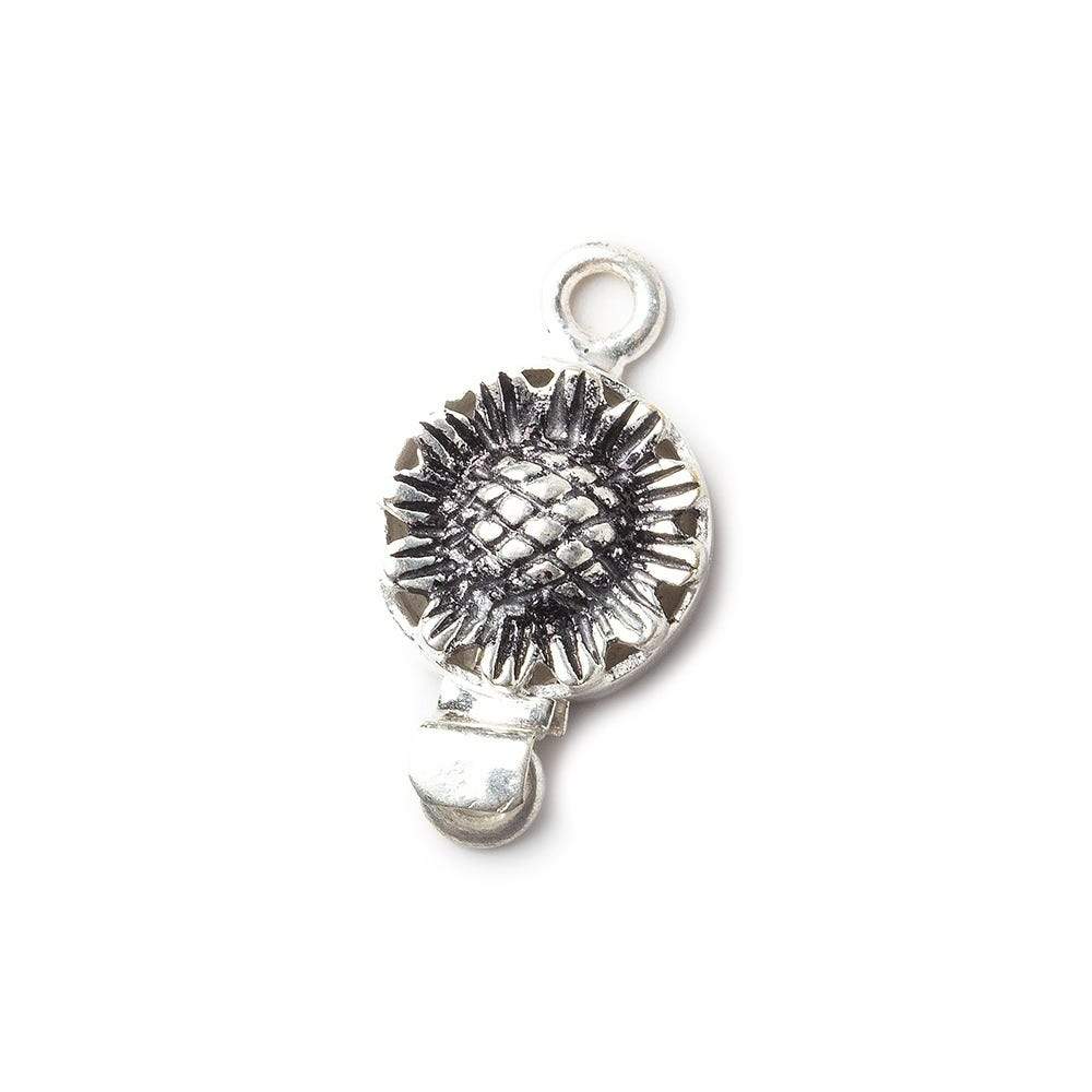12mm Antiqued Sterling Silver plated Box Clasp Sunflower Design 1 piece - Beadsofcambay.com