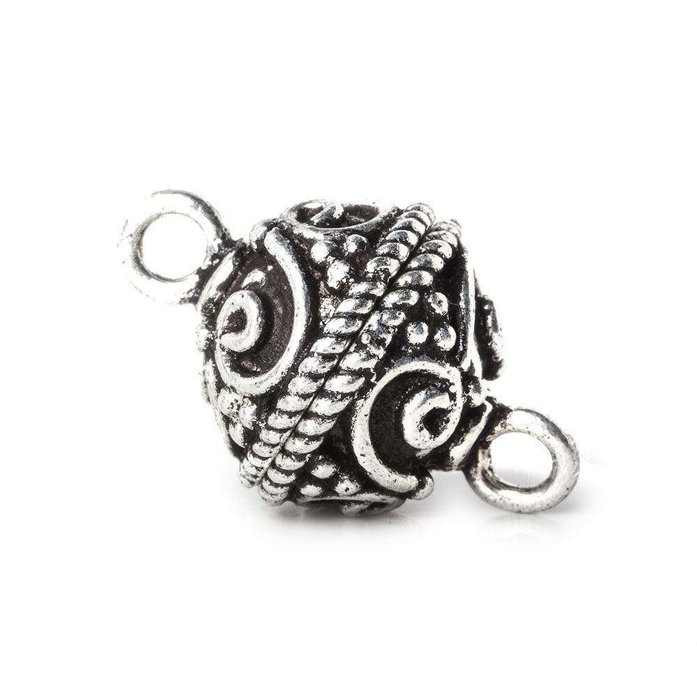 12mm Antiqued Sterling Silver Plated Copper Magnetic Clasp Round Scalloped and Miligrain Design 1 piece - Beadsofcambay.com
