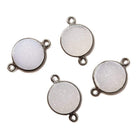 12mm Black Gold Bezel White Drusy Coin Connector 1 piece - Beadsofcambay.com