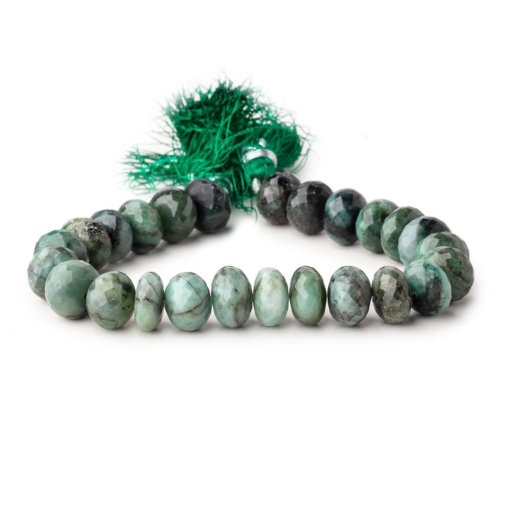 12mm Brazilian Emerald Faceted Rondelle Beads 8 inch 26 pieces - Beadsofcambay.com