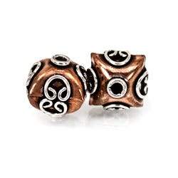 12mm Copper and Sterling Silver Beads 2 pieces *Discontinued* - Beadsofcambay.com