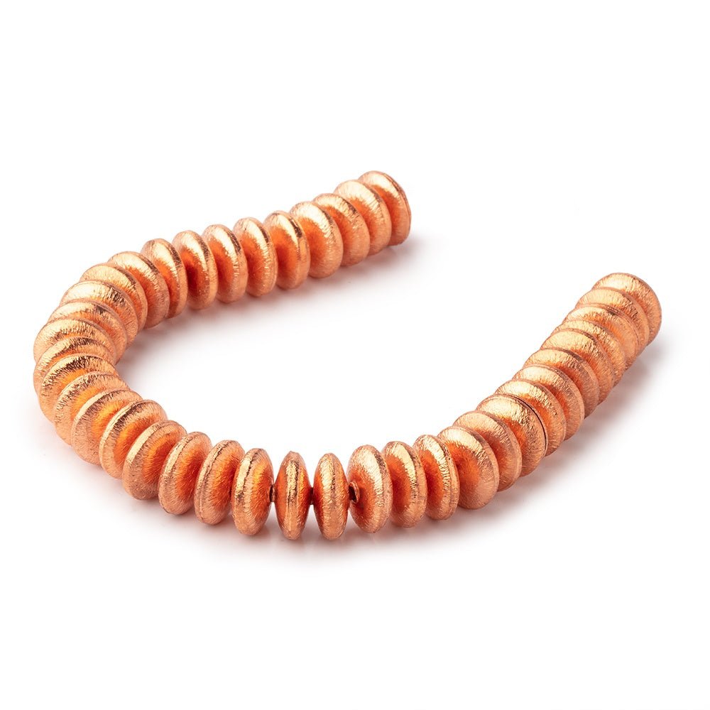 12mm Copper Brushed Disc Beads 8 inch 38 beads - Beadsofcambay.com