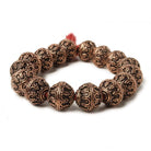 12mm Copper Moroccan Miligrain Design Round 8 inch 16 pcs - Beadsofcambay.com