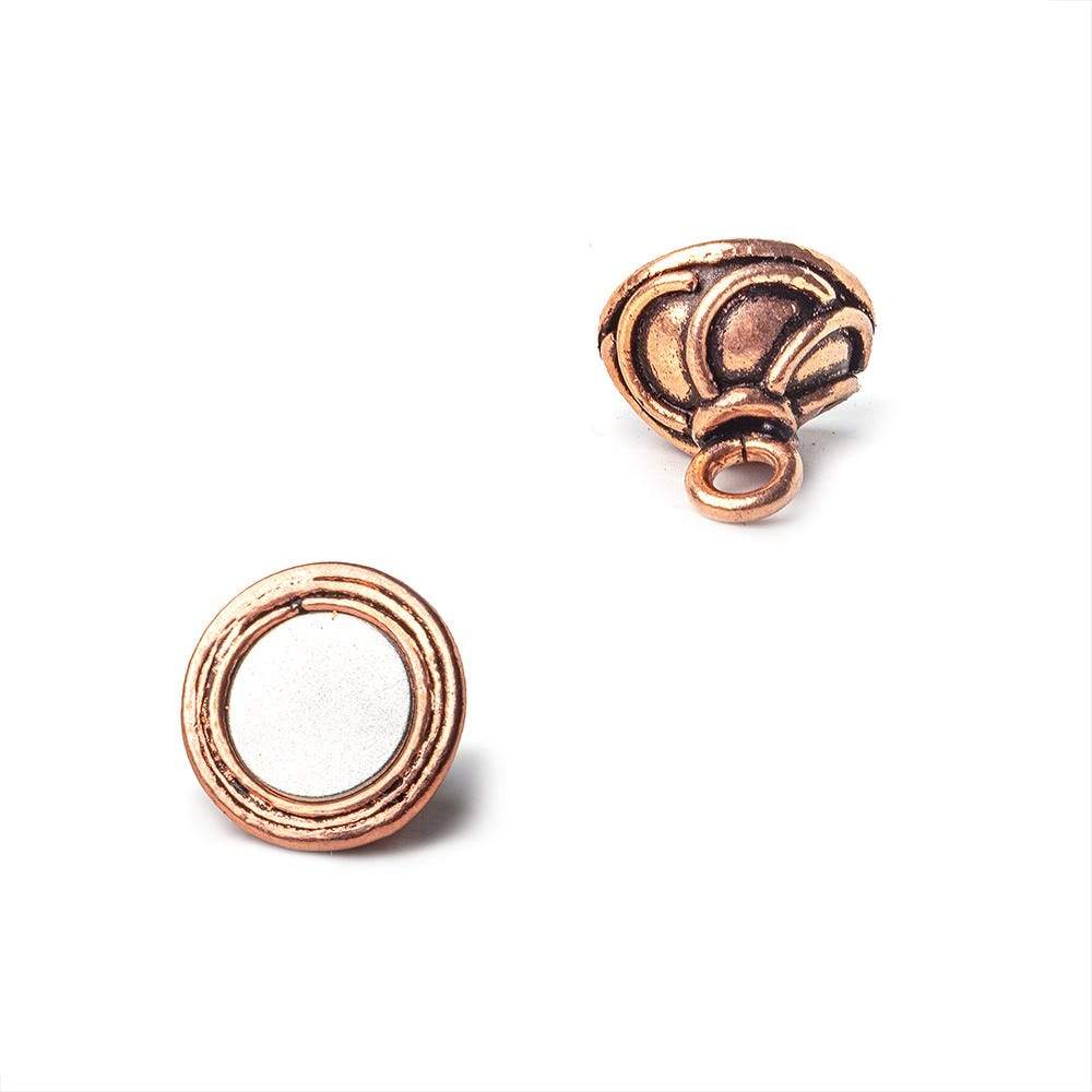 12mm Copper Round Swirl Design Magnetic Clasp Set of 2 - Beadsofcambay.com