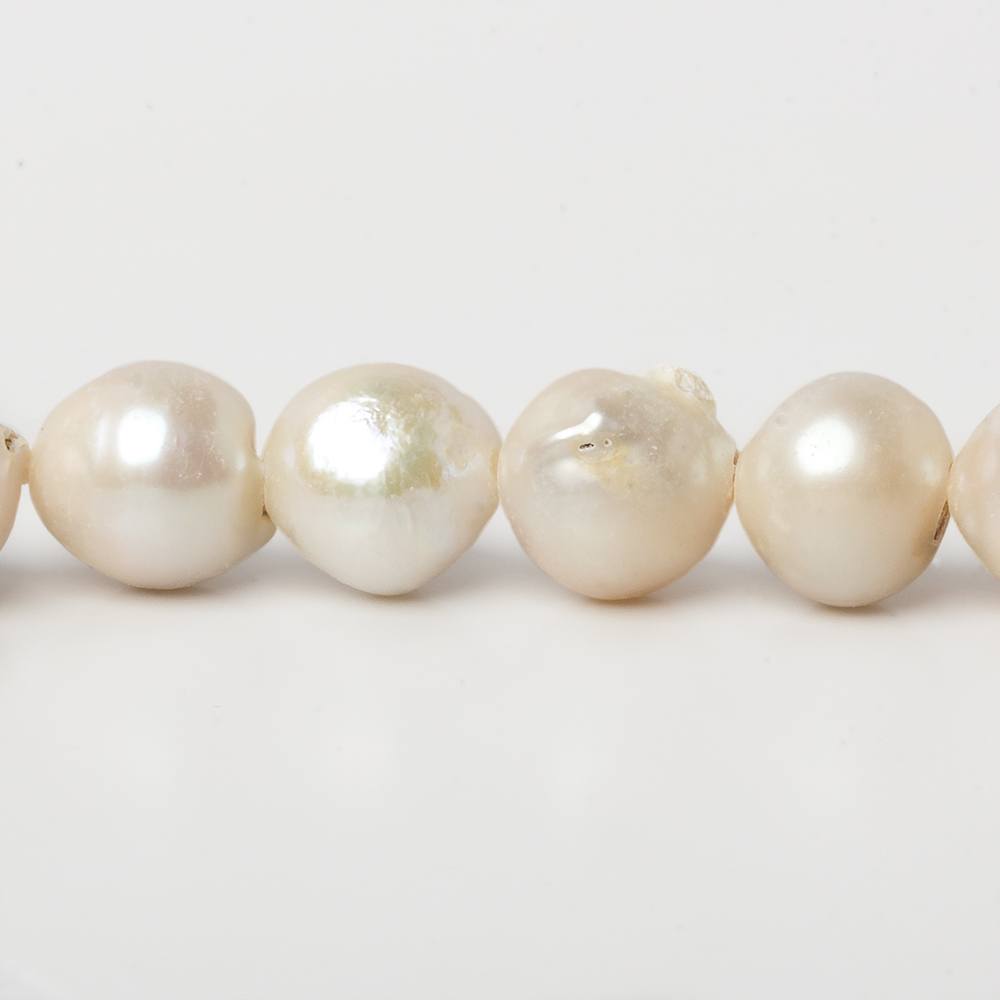 12mm Cream White Baroque Large Hole pearls 8 inch 15 pieces - Beadsofcambay.com