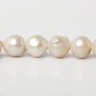 12mm Cream White Baroque Large Hole pearls 8 inch 15 pieces - Beadsofcambay.com