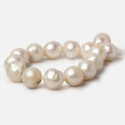 12mm Cream White Baroque Large Hole pearls 8 inch 15 pieces - Beadsofcambay.com