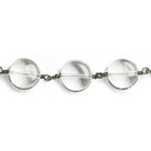 12mm Crystal Quartz plain coin Black Gold Chain by the foot 16 pieces - Beadsofcambay.com