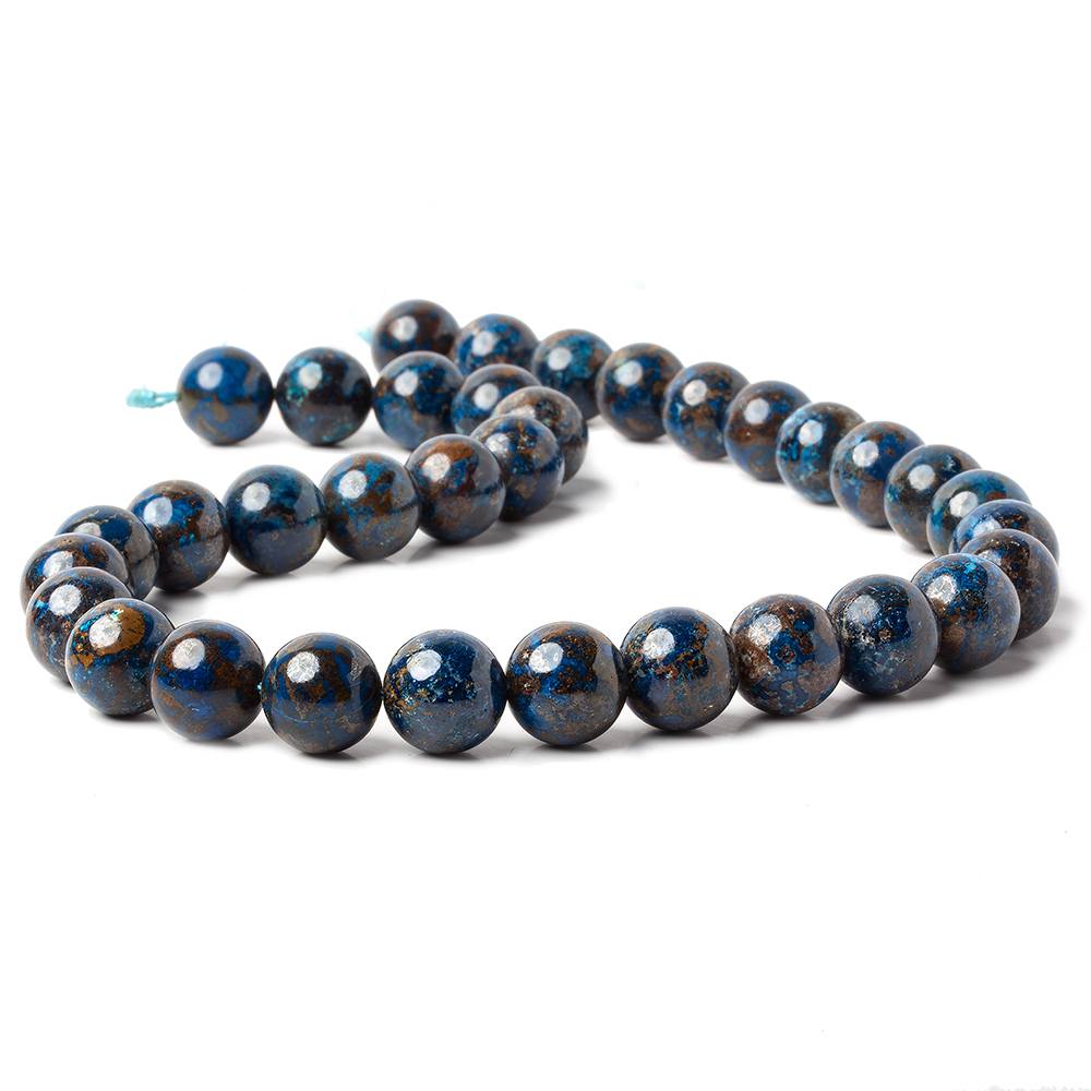 12mm Dark Chrysocolla Plain Rounds 16 inch 34 beads AA - Beadsofcambay.com