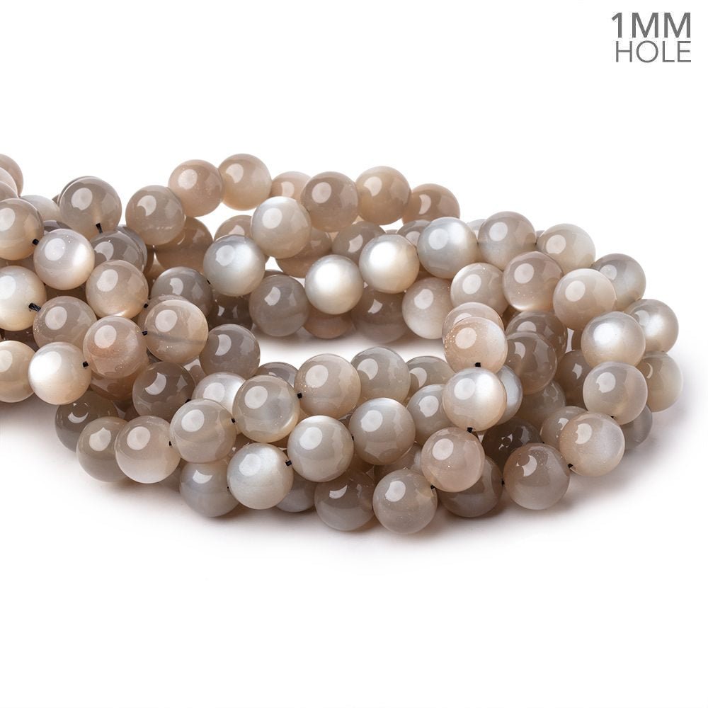 12mm Greige Moonstone Plain Round Beads 15.5 inch 34 pieces AAA 1mm Hole - Beadsofcambay.com