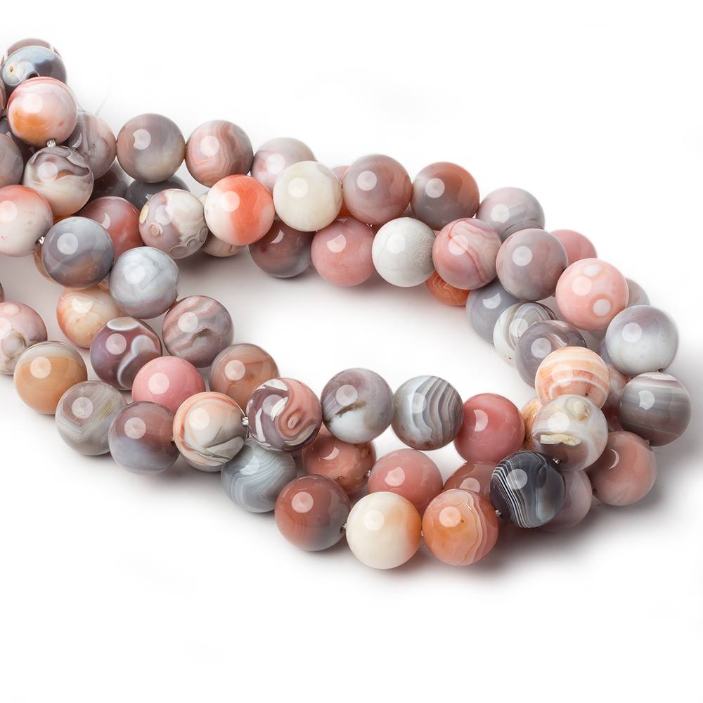 12mm Multi Color Banded Agate plain round beads 15.5 inch 33 pieces AA - Beadsofcambay.com