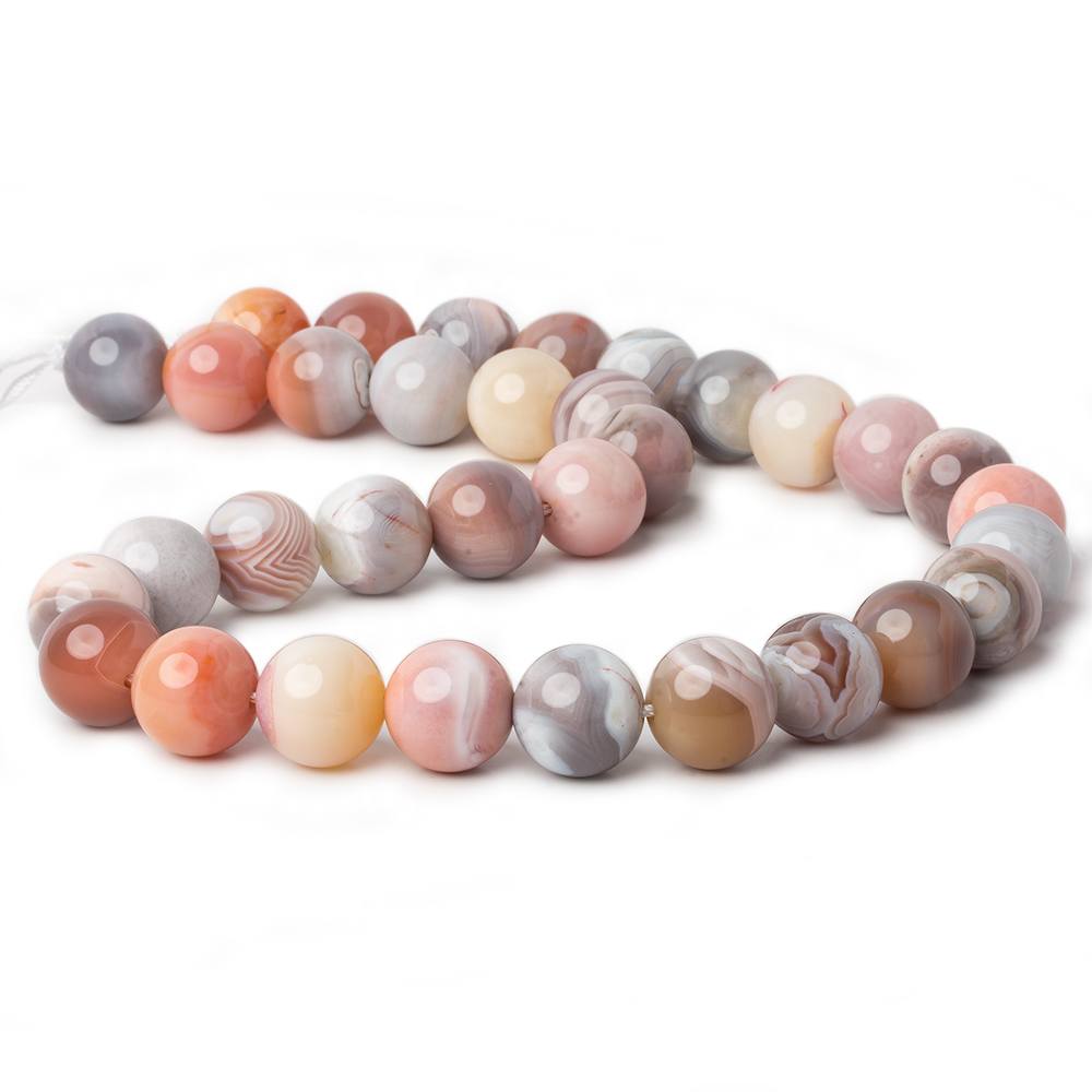 12mm Multi Color Banded Agate plain round beads 15.5 inch 33 pieces AA - Beadsofcambay.com
