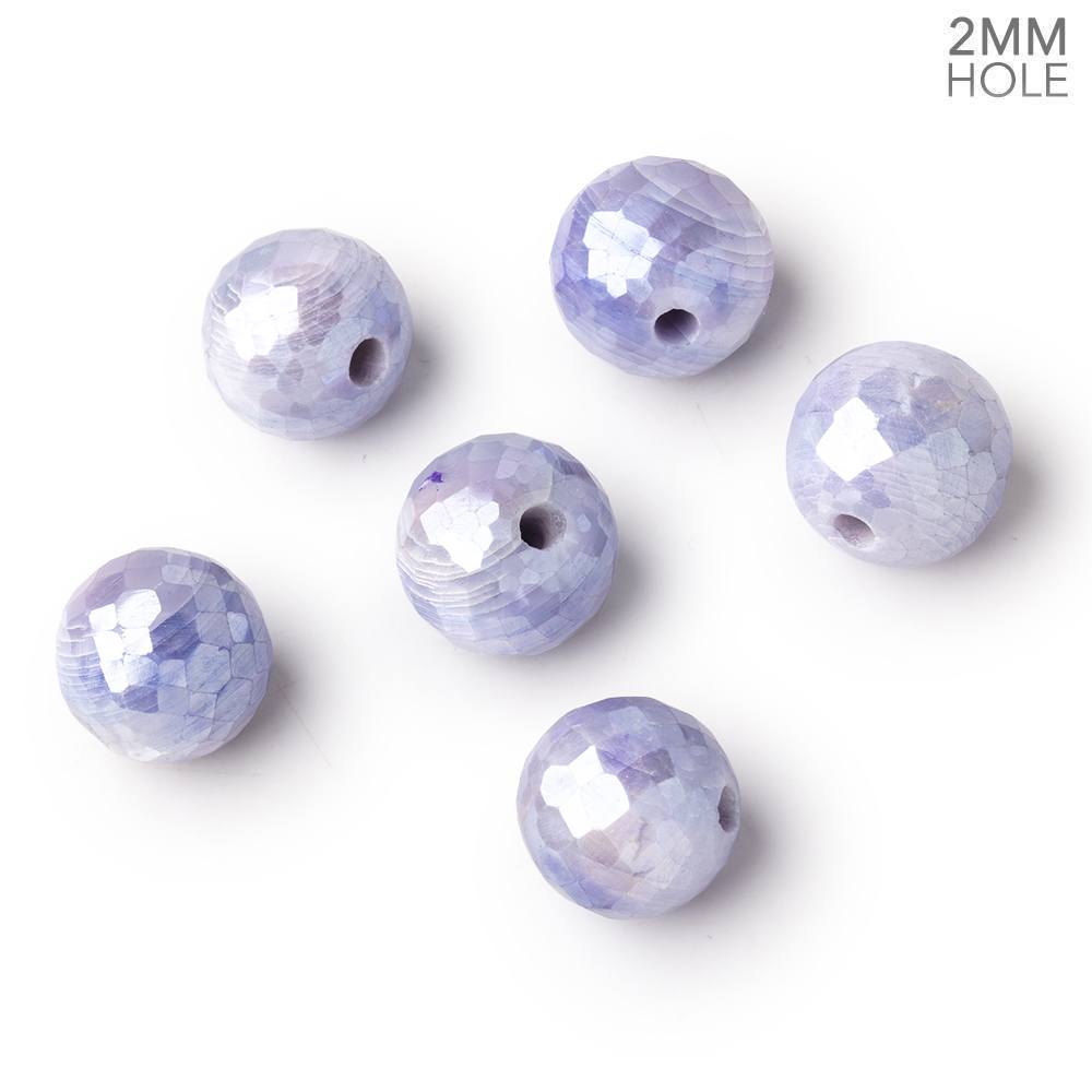 12mm Mystic Purple Moonstone 2mm Large Hole Faceted Round Bead Focal 1 piece - Beadsofcambay.com