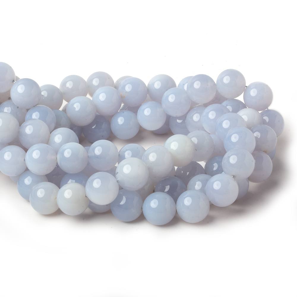 12mm Natural Periwinkle Blue Chalcedony plain rounds 16 inch 34 beads AAA - Beadsofcambay.com