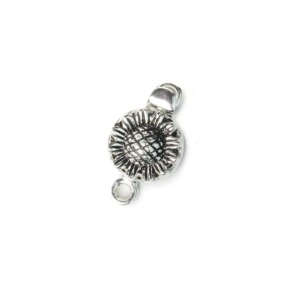 12mm Oxidized Sterling Silver Box Clasp Sunflower Design 1 piece - Beadsofcambay.com