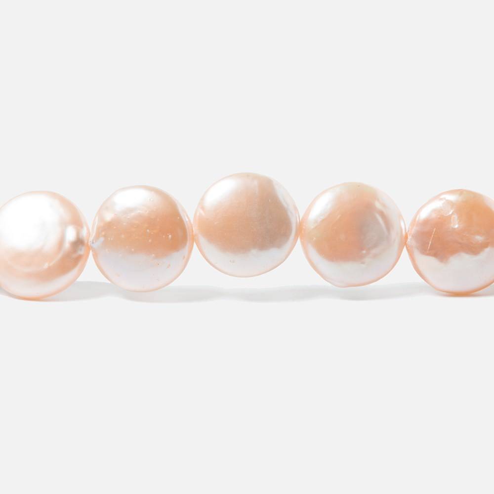 12mm Rose' Blush Coin Freshwater Pearls 16 inch 32 pieces - Beadsofcambay.com
