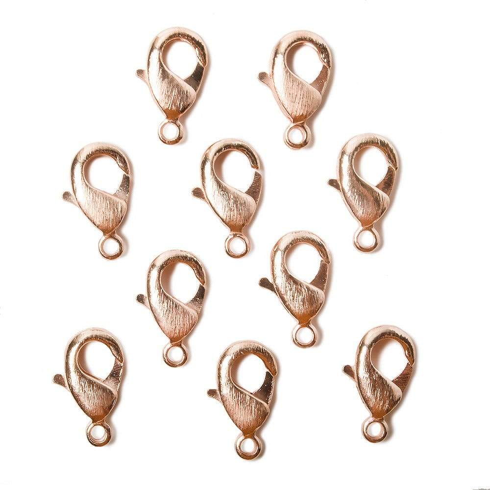 12mm Rose Gold plated Brushed Lobster Clasp Set of 10 - Beadsofcambay.com