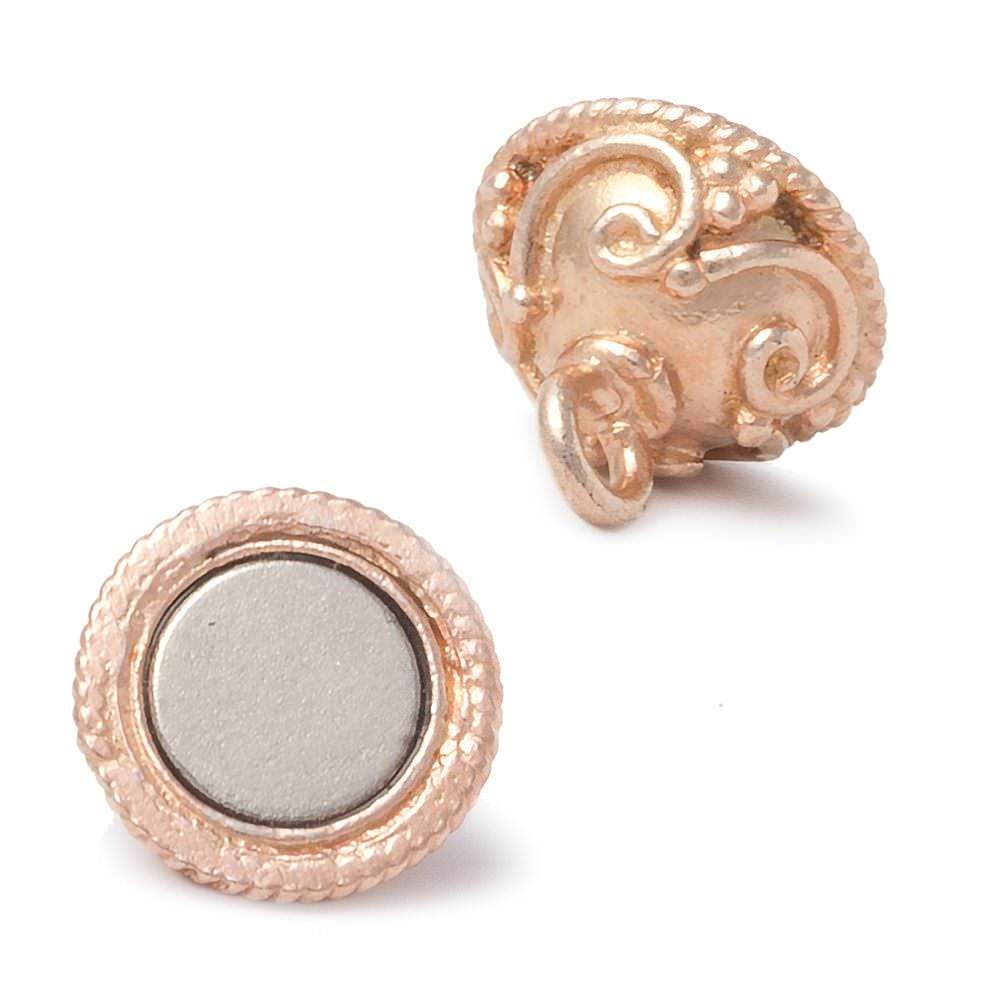 12mm Rose Gold plated Copper Magnetic Clasp Swirl 1 piece - Beadsofcambay.com