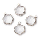 12mm Silver Leafed Crystal Quartz Faceted Flower Pendant 1 piece