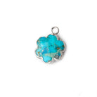 12mm Silver Leafed Enhanced Turquoise Faceted Quatrafoil Focal Bead Pendant sold as 1 piece - Beadsofcambay.com